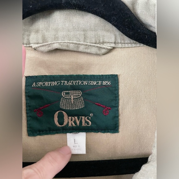 Vtg Orvis Safari Jacket Mens L Hunting Fly Fishing Khaki Barn Chore Utility Coat - Picture 2 of 8